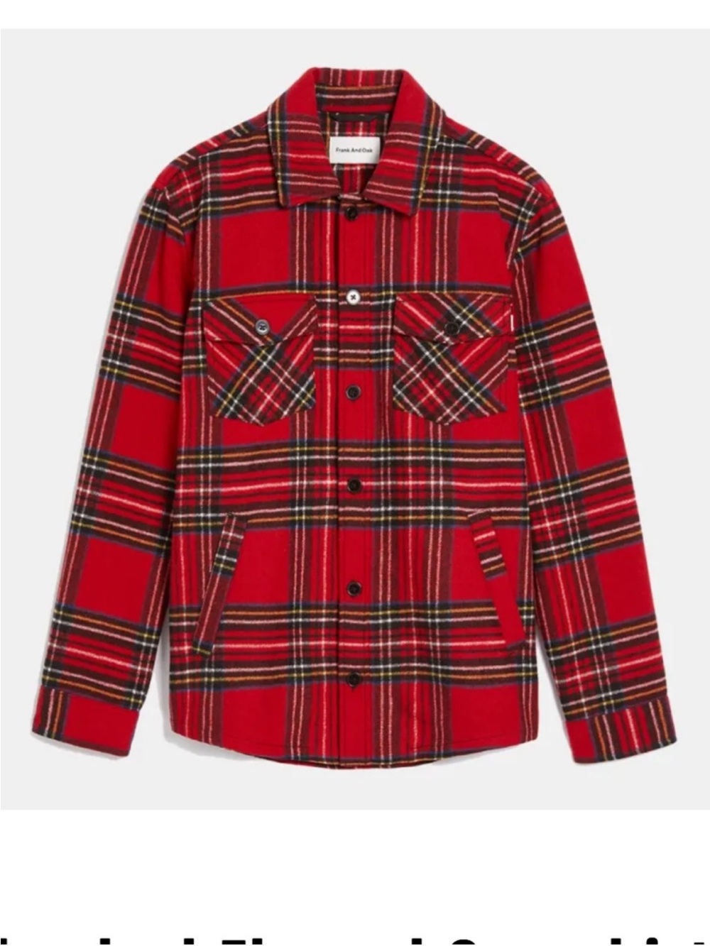 Frank & Oak Red Plaid Shacket Jacket size medium plaid NEW NWOT